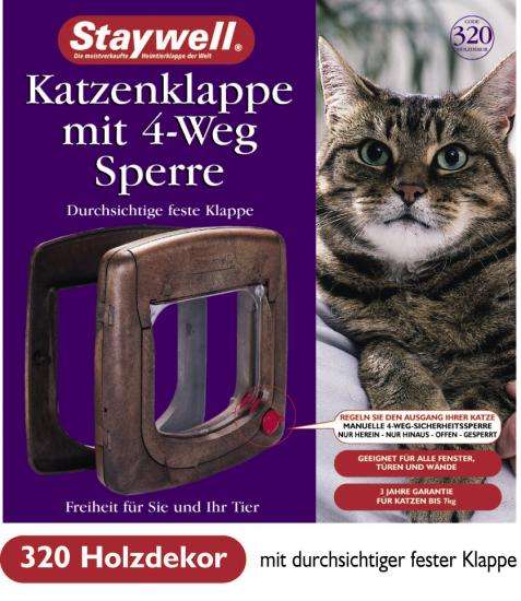 Karlie STAYWELL 320 Katzenklappe Holzdekor mit 4 Stellungen