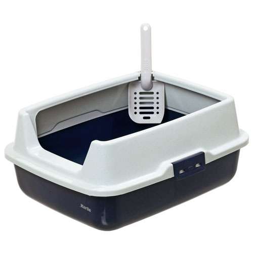 Karlie K Cat Katzentoilette mit extra hohem Rand Dunkelblau