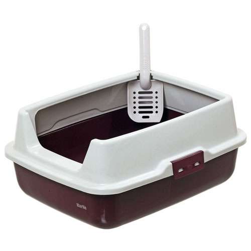 Karlie K Cat Katzentoilette mit extra hohem Rand Dunkelrot