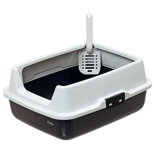 Karlie K Cat Katzentoilette mit extra hohem Rand Dunkelgrau