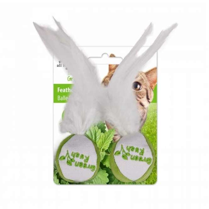 All for Paws Green Rush Feather Ball