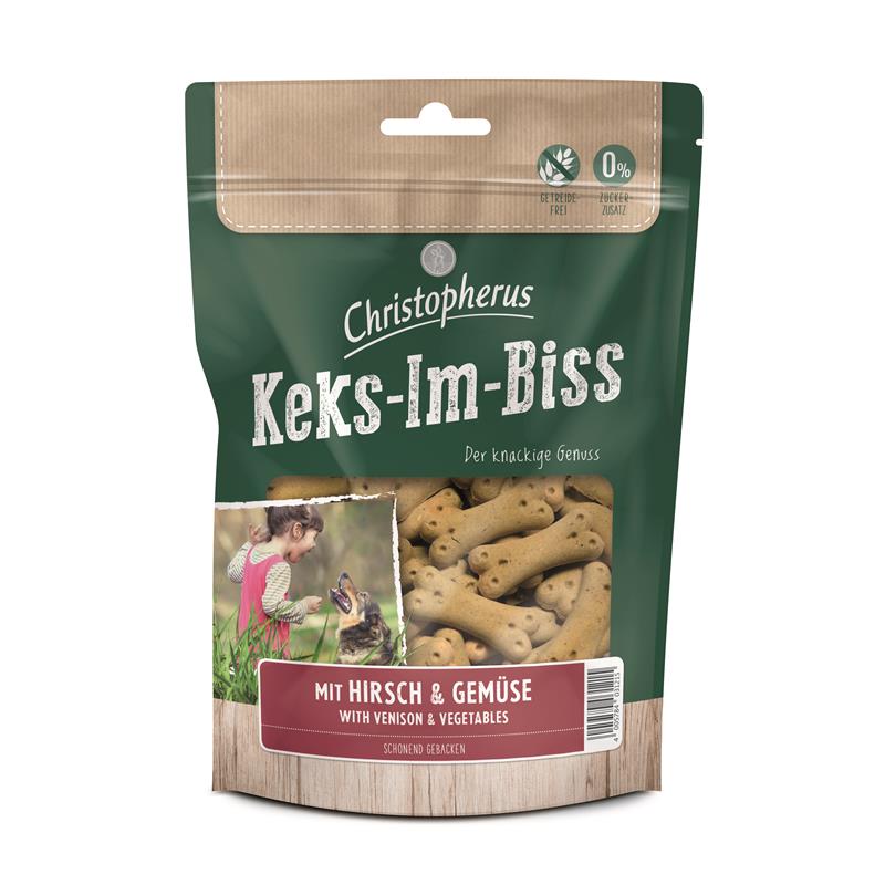 Christopherus Snack Keks im Biss mit Hirsch & Gemüse