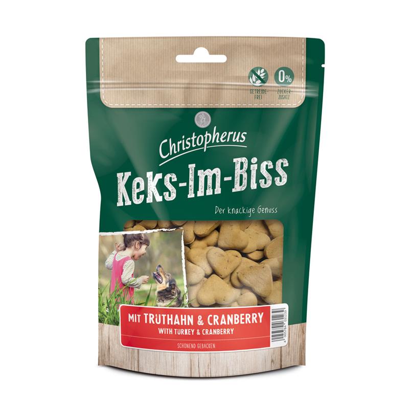 Christopherus Snack Keks im Biss mit Truthahn & Cranberry