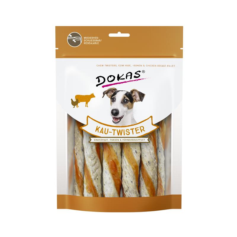 Dokas Snack Kau Twister Rinderhaut, Pansen & Hühnerbrust
