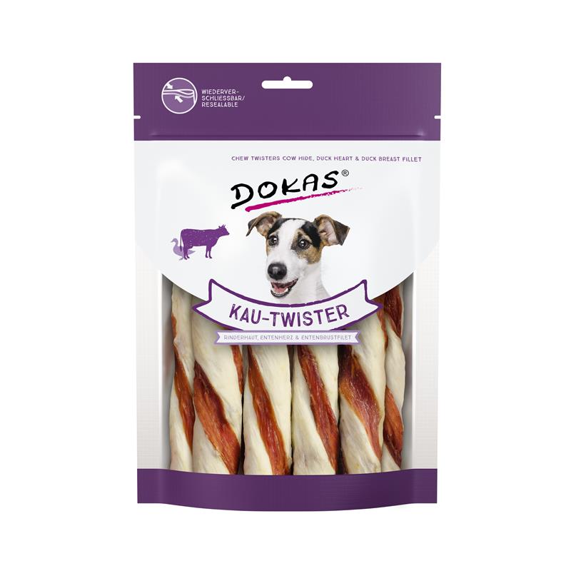 Dokas Snack Kau Twister Rinderhaut, Entenherz & Entenbrust