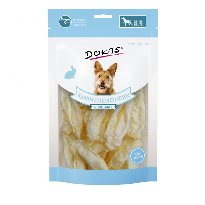 Dokas Snack Kaninchenohren ohne Fell getrocknet
