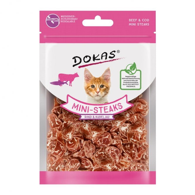 Dokas Cat Snack Ministeak Rind & Kabeljau