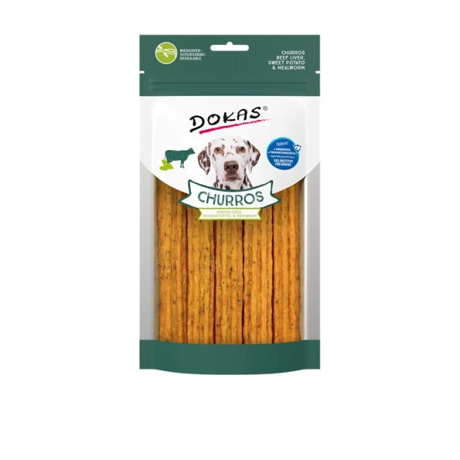 Snack Churros mit Rinderleber, Süsskartoffel & Mehlwurm