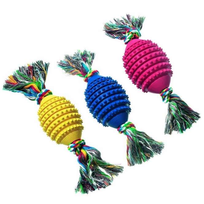 Karlie Flamingo Ruffus Vollgummi – Football mit Baumwolltau