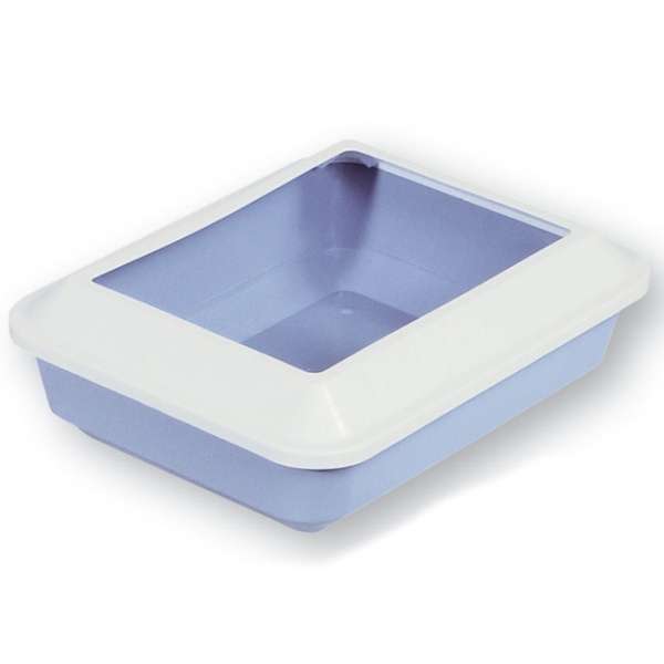 CATIT Katzentoilette mit Rand marmor weiss nebelblau