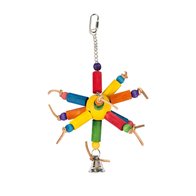 Vogelspielzeug mit bunten Blöcken & Leder