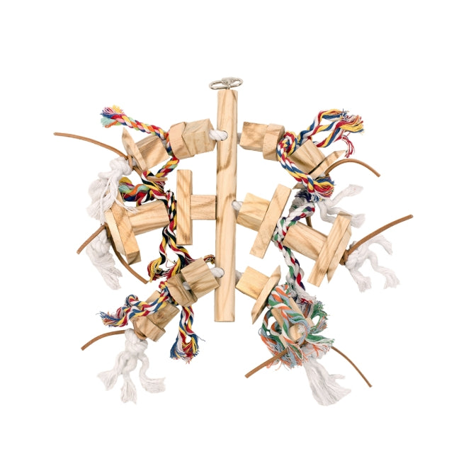 Spielzeug aus Holz mit Leder / Seil