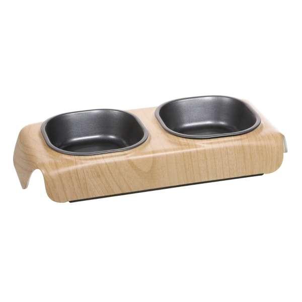 CATIT Design Melamin - Doppelnapf in Holzdekor