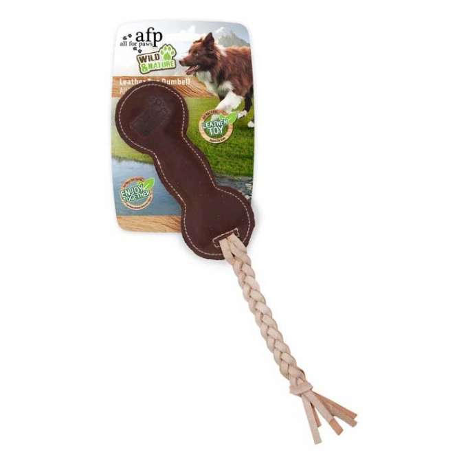 All for Paws Wild & Nature – Leather Tug Dumbell Lederspielzeug