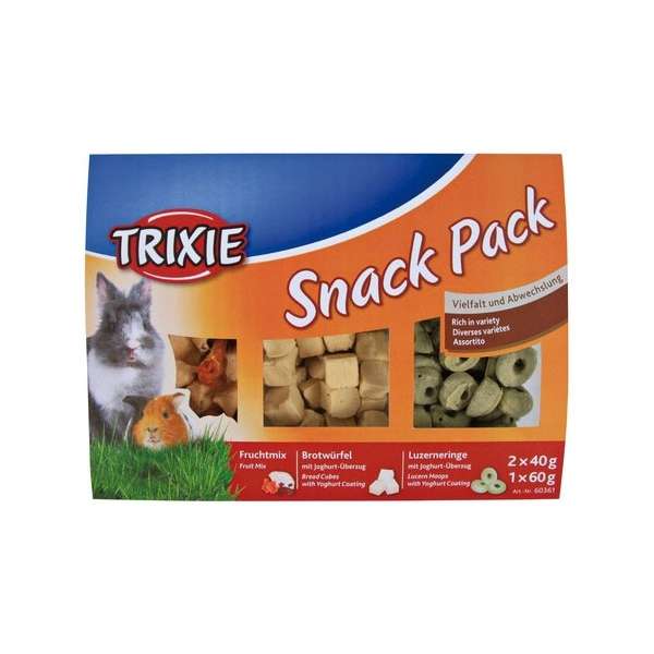 Trixie Snack Pack – Fruchtmix / Brotwürfel / Luzerneringe