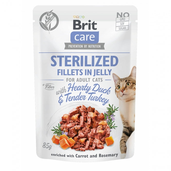 Brit Care Cat PB Fillets in Jelly - Ente & Truthahn Sterilized