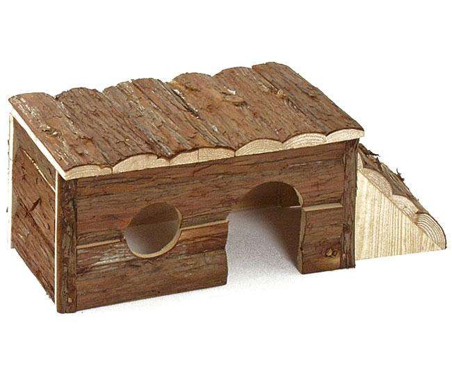 Naturholzhaus mit Leiter