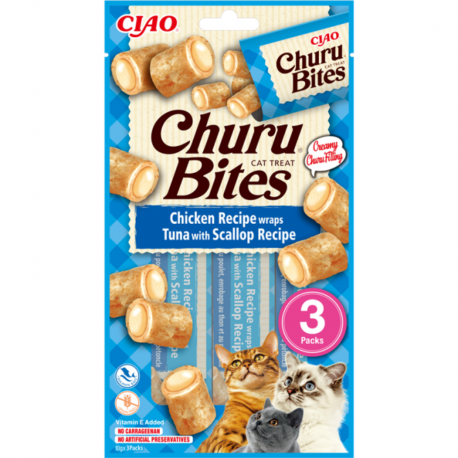 Inaba Churu Cat Snack Bites Huhn + Thunfisch & Jakobsmuschel