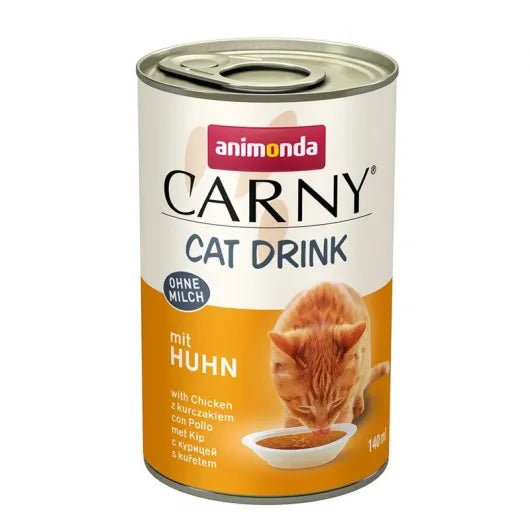 Schmackhaftes Katzengetränk mit feinen Hühnchenfilet-Streifen zur Förderung der Flüssigkeitsaufnahme, erhältlich in praktischen Portionsbeuteln für frischen Genuss zwischendurch.