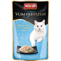 Zartes Hühnchenfilet kombiniert mit feinem weißem Thunfisch für natürlichen Fischgenuss und eine besonders schmackhafte Mahlzeit für anspruchsvolle Katzen.