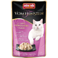 Feiner Lachs mit zartem Hühnchenfilet für natürlichen Fischgenuss und eine besonders aromatische Mahlzeit für anspruchsvolle Katzen.