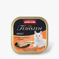 Zarte Pastete mit saftigem Kern, feinem Lachsfilet und Spinat für ein besonders cremiges Geschmackserlebnis und anspruchsvolle Katzen.