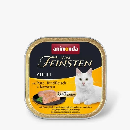 Cremige Pastete mit herzhaftem Rindfleisch, feinen Karotten und aromatischem Kern für besonders intensive Fleischmomente im Katzennapf.