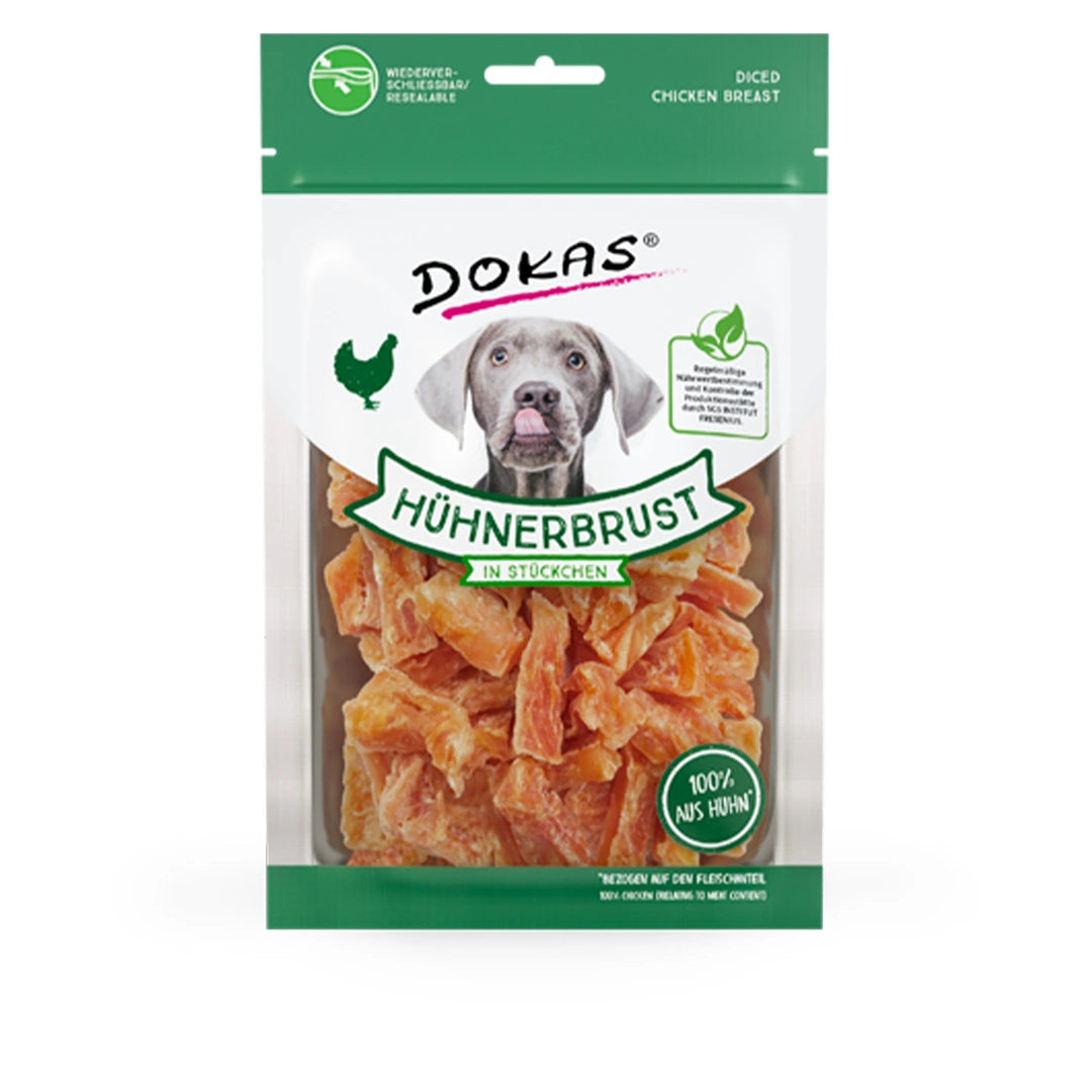 Dokas Dog Snack Hühnerbrustfilet in Stückchen 70g
ArtNr.: 6784049-HGN

