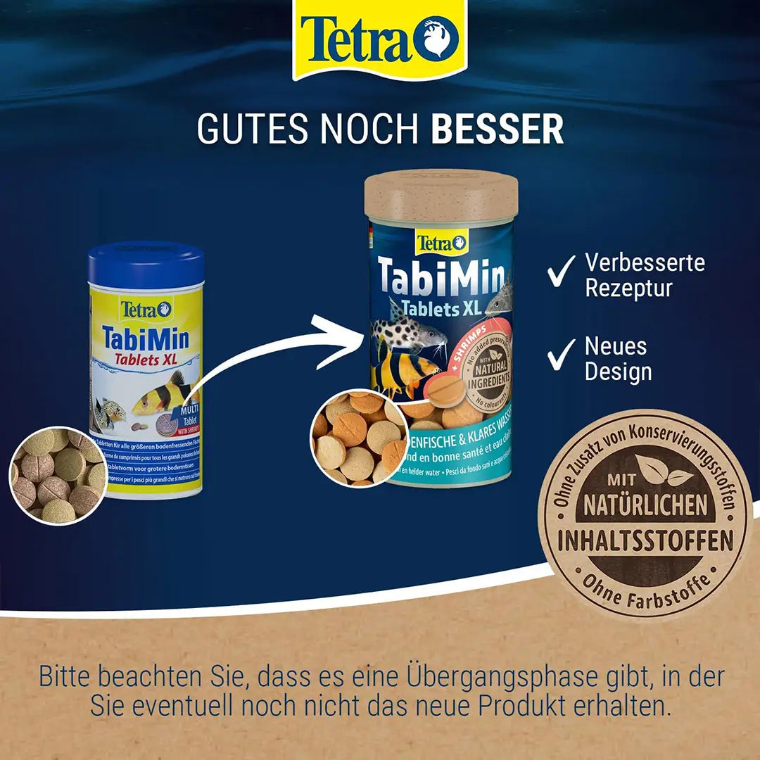 Tetra TabiMin XL sind Tablettenfutter für Bodenfische und Wirbellose im Aquarium.