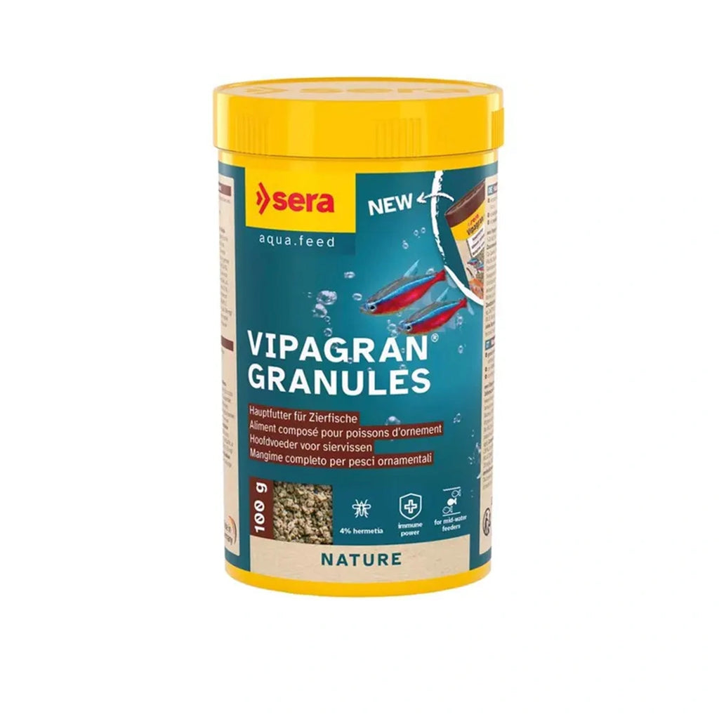 Vipagran von Sera ist ein Granulat-Futter für Zierfische und Garnelen im Aquarium.