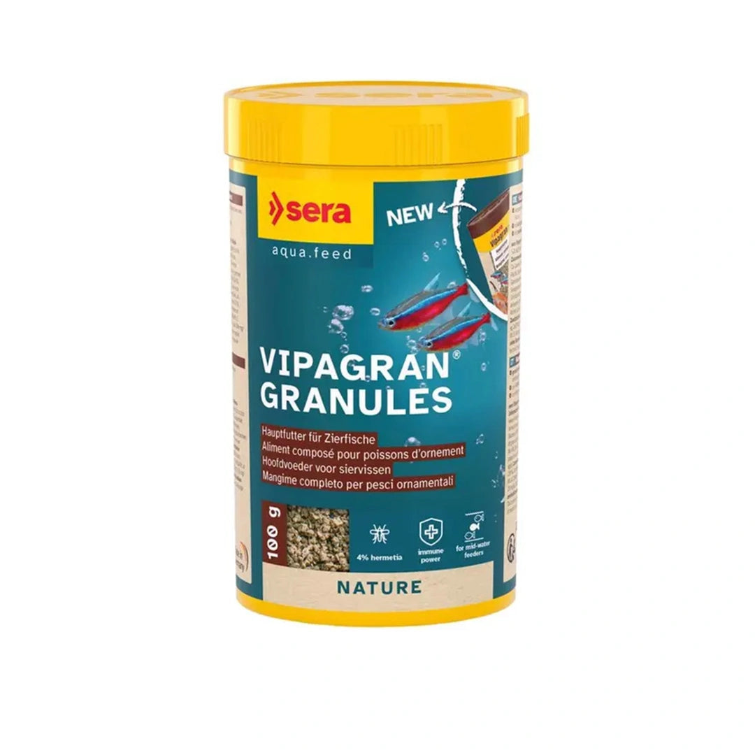 Vipagran von Sera ist ein Granulat-Futter für Zierfische und Garnelen im Aquarium.