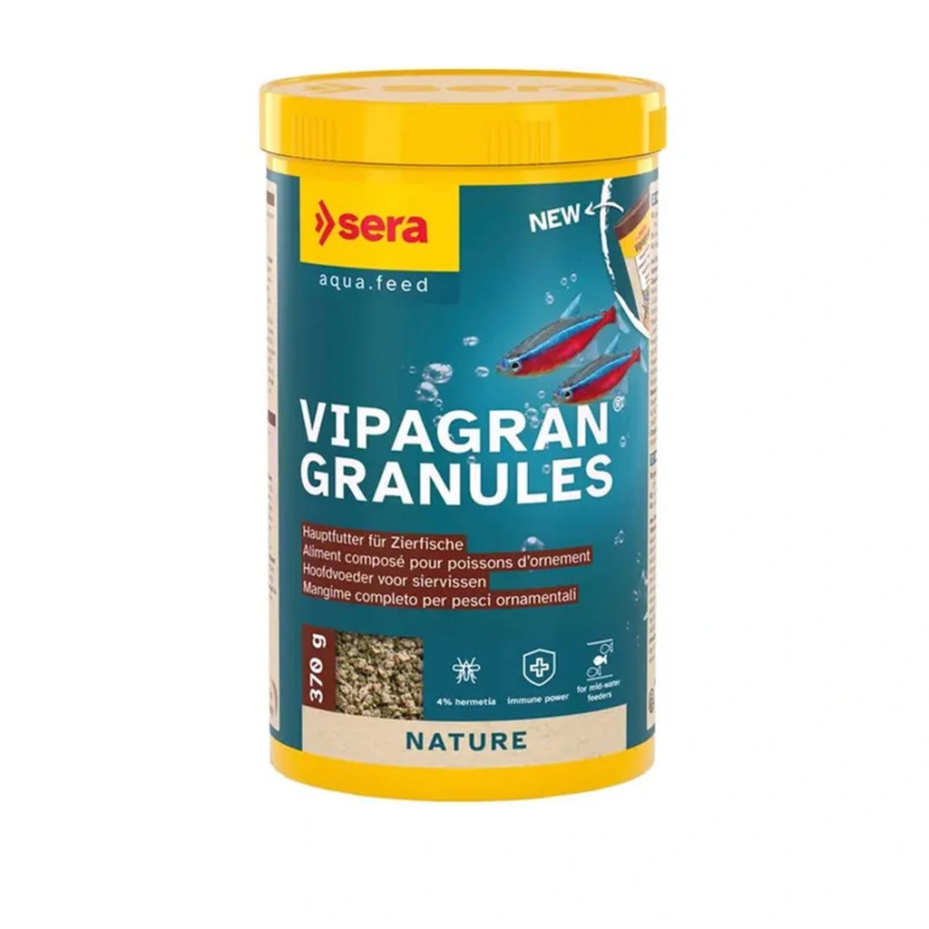 Vipagran von Sera ist ein Granulat-Futter für Zierfische und Garnelen im Aquarium. 370g