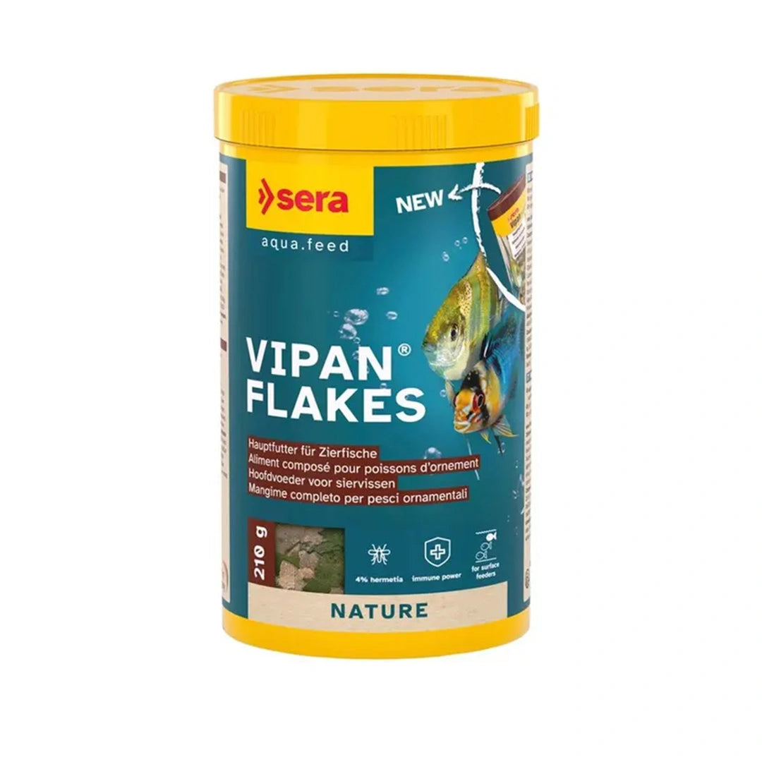 Sera Vipan ist ein Alleinfuttermittel für Zierfische, das eine ausgewogene Nährstoffversorgung mit hochwertigen Proteinen, Fetten und essentiellen Vitaminen bietet.