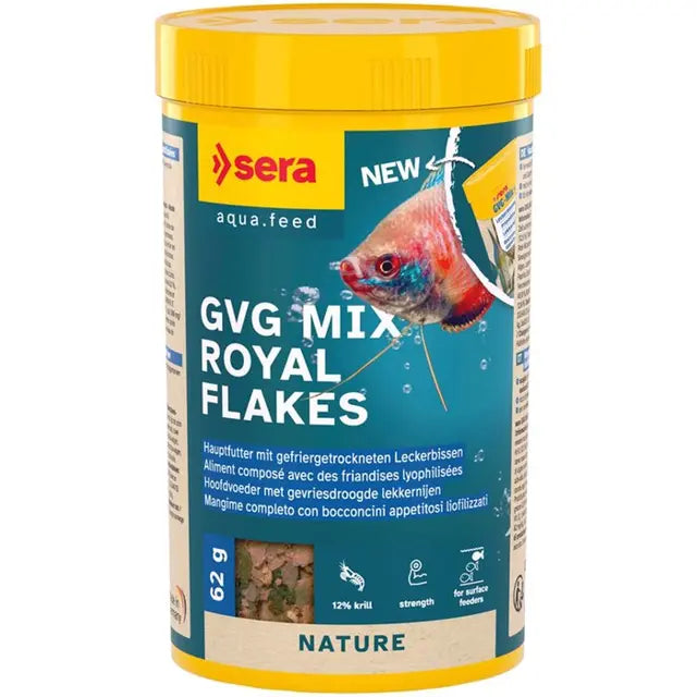 Das Sera GVG-Mix ist ein Flocken-Alleinfutter für Aquarienbewohner, das eine