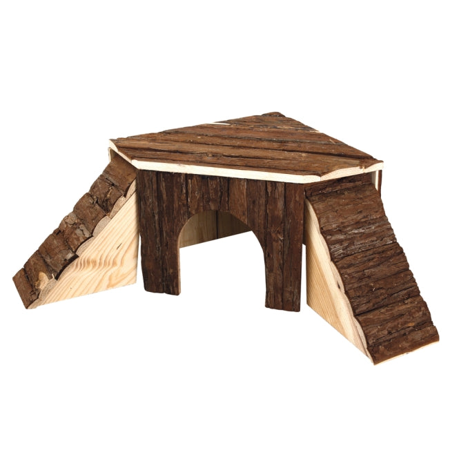 Naturholzhaus mit 2 Leitern