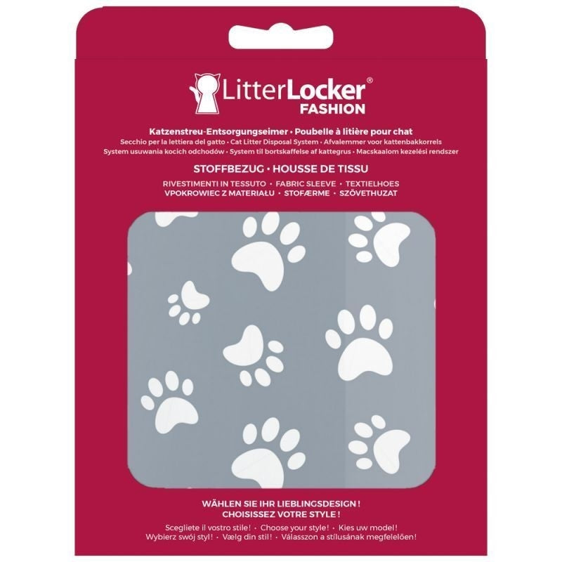 LitterLocker Fashion Bezug Cat Paws Grau