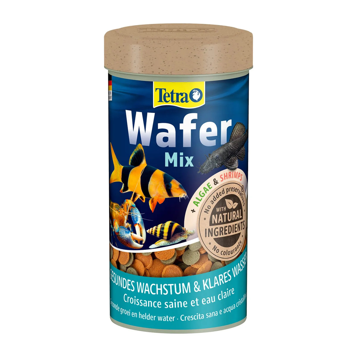 Tetra Wafer Mix ist ein Alleinfuttermittel für Bodenfische, Welse und Garnelen im Aquarium
