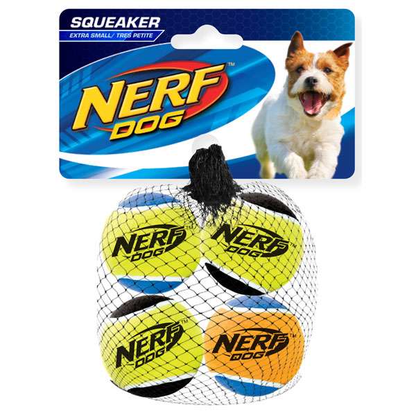 Nerf Dog Tennisball mit Quietscher – XS / 4er Set
