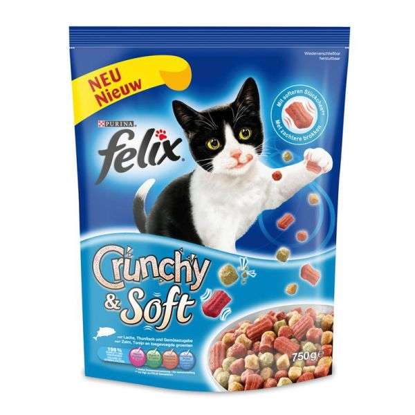 Felix Crunchy & Soft Lachs + Thunfisch & Gemüse