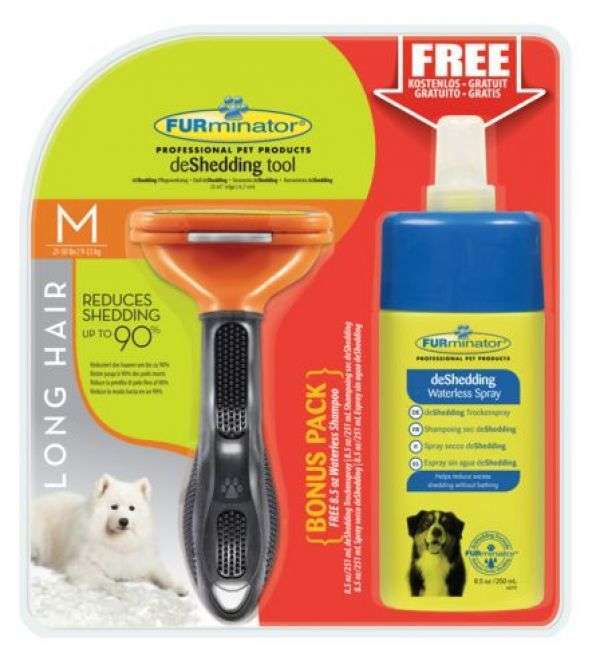 Furminator Dog Tool Langhaar + DeShedding Spray Bonuspack